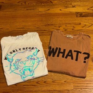 Zara Kids Long Sleeve Tees - White and Tan